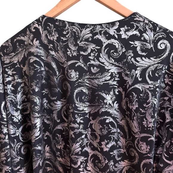 VTG Joanna Womens Black And Silver Button Up Long Sleeve Shirt Large - Picture 11 of 13